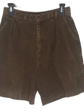 Princeton Club Bermuda Shorts Womens 14 Brown Corduroy Pleated Casual Summer